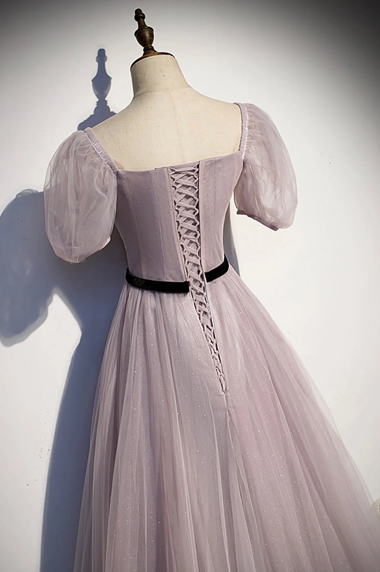 A-Line Tulle Long Prom Dresses Simple Evening Dresses
