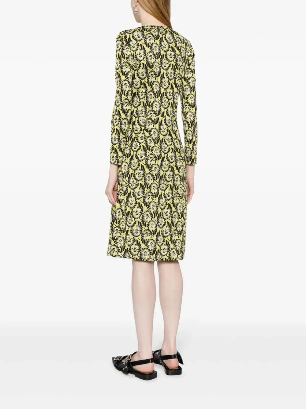Abstract Print Silk Wrap Dress