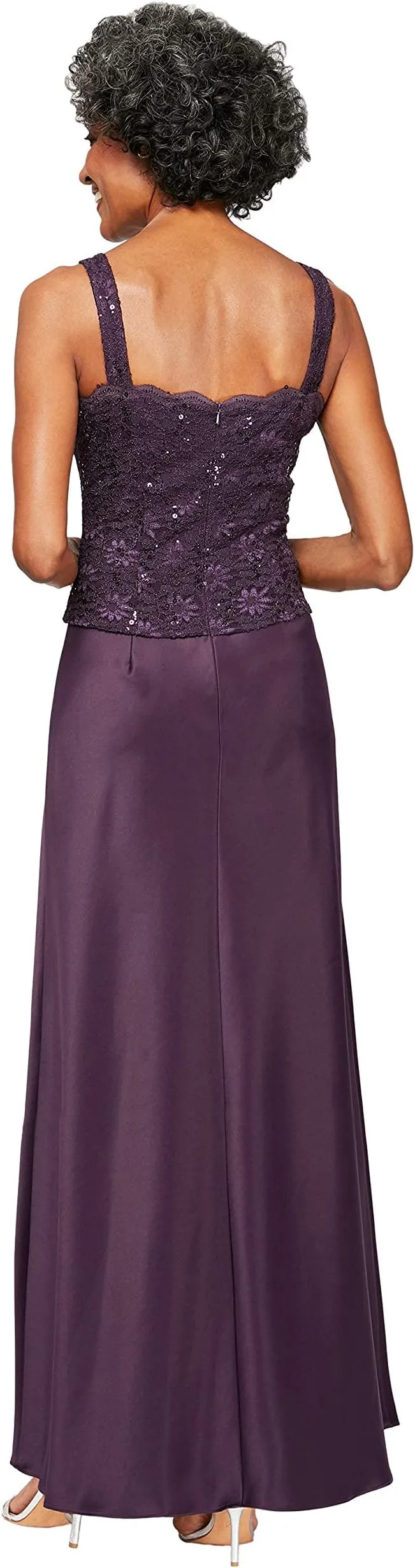 Alex Evenings Long Jacket Dress and Satin Skirt, Eggplant
