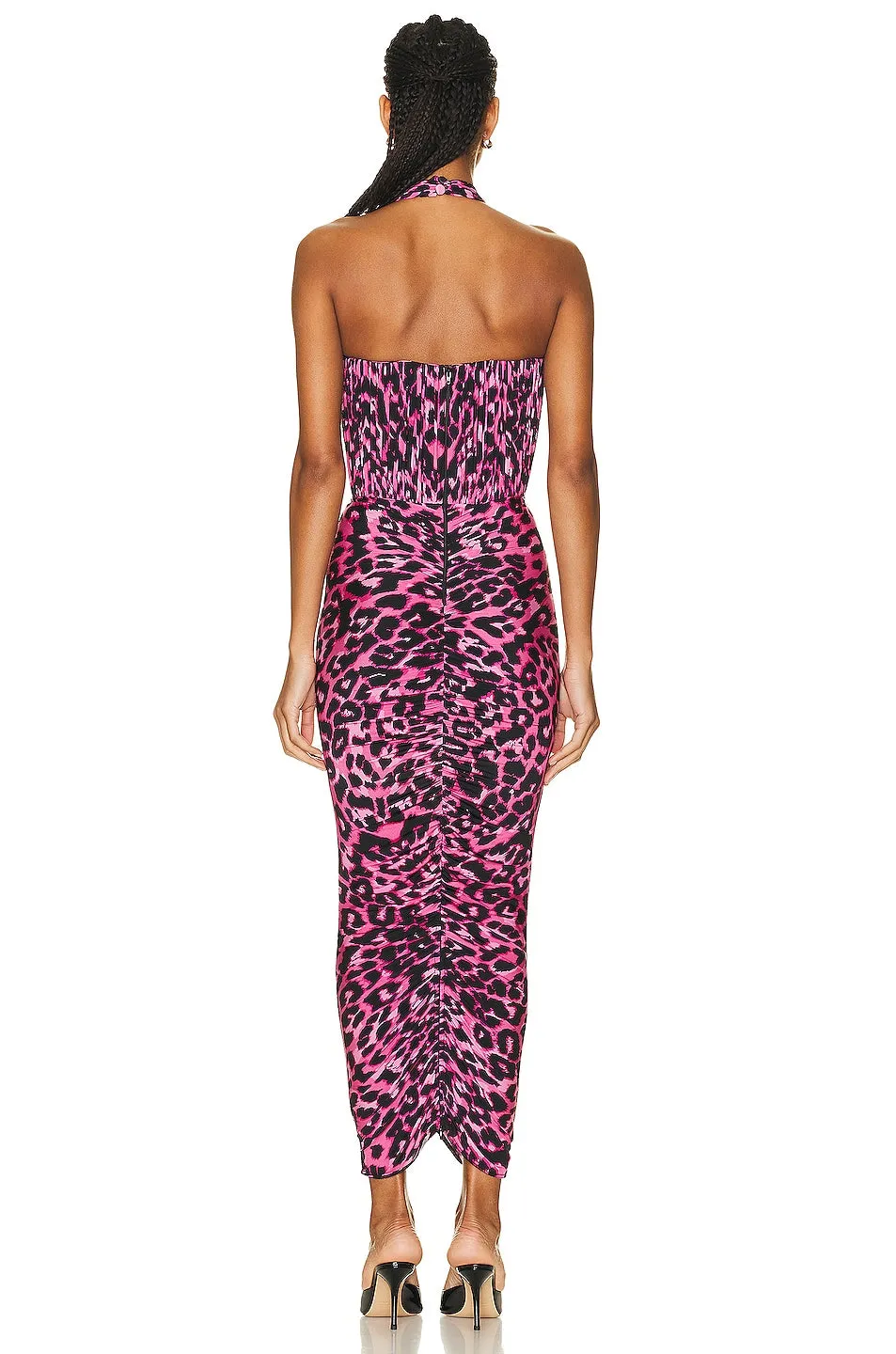 Alex Perry Caton Ruched Halter Twist Dress, Pink