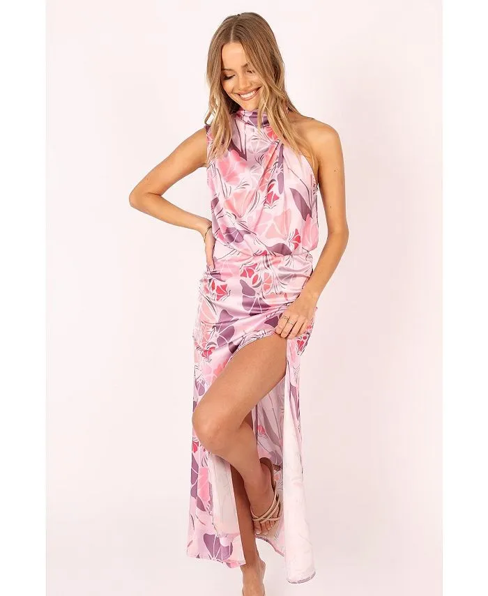 Amelia Women's Petal and Pup Halter Neck Maxi Dress, Pink