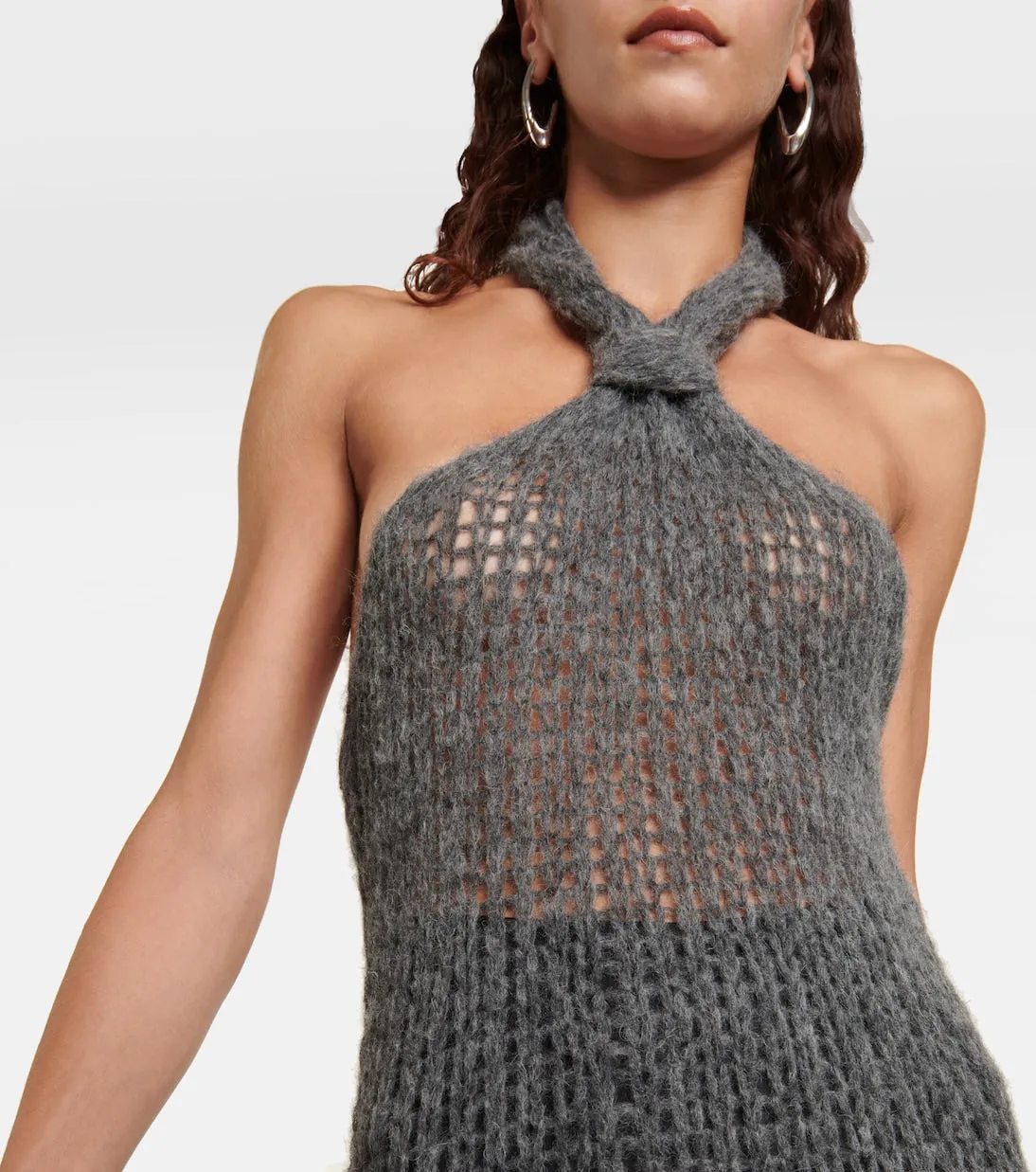 Ann Demeulemeester Alpaca Halter Neck Maxi Dress, Gray