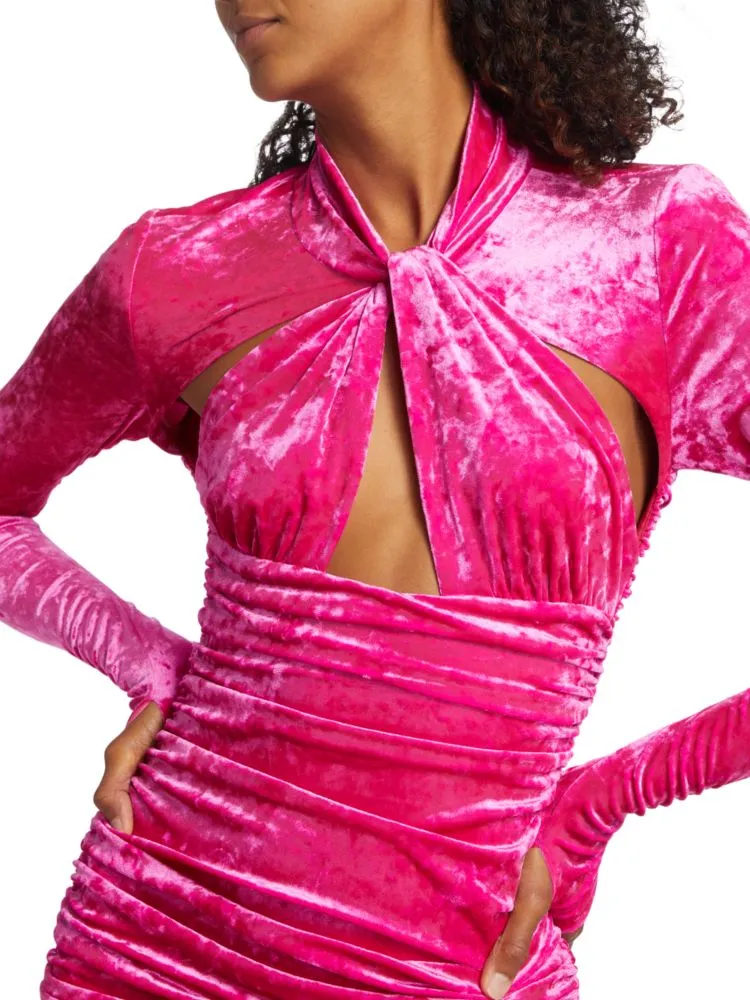 Arsenia Ronny Kobo velvet mini dress, Bubblegum color