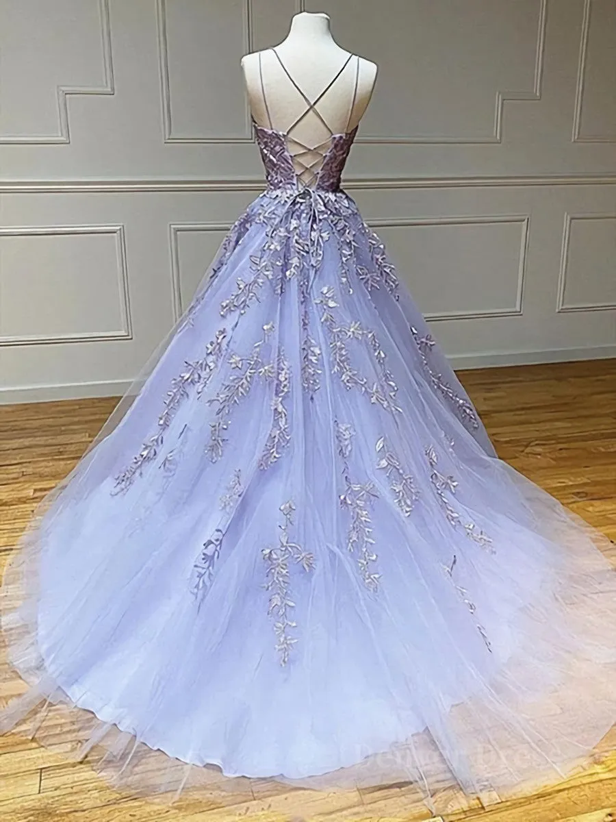 Backless Purple Lace Prom Dresses Open Back Purple Lace Formal Evening Dresses
