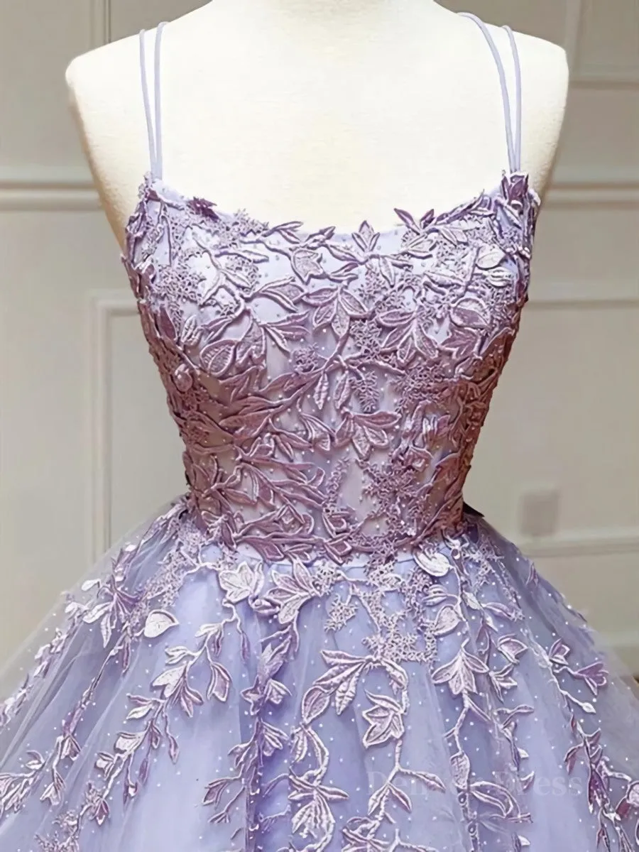 Backless Purple Lace Prom Dresses Open Back Purple Lace Formal Evening Dresses