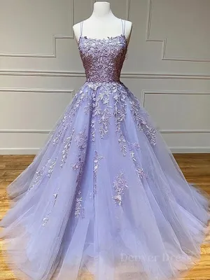 Backless Purple Lace Prom Dresses Open Back Purple Lace Formal Evening Dresses