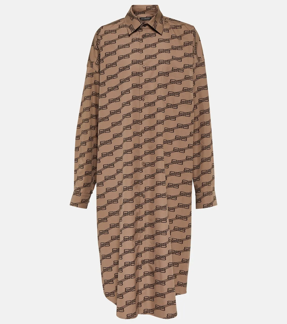 BALENCIAGA cotton cocoon midi dress, beige
