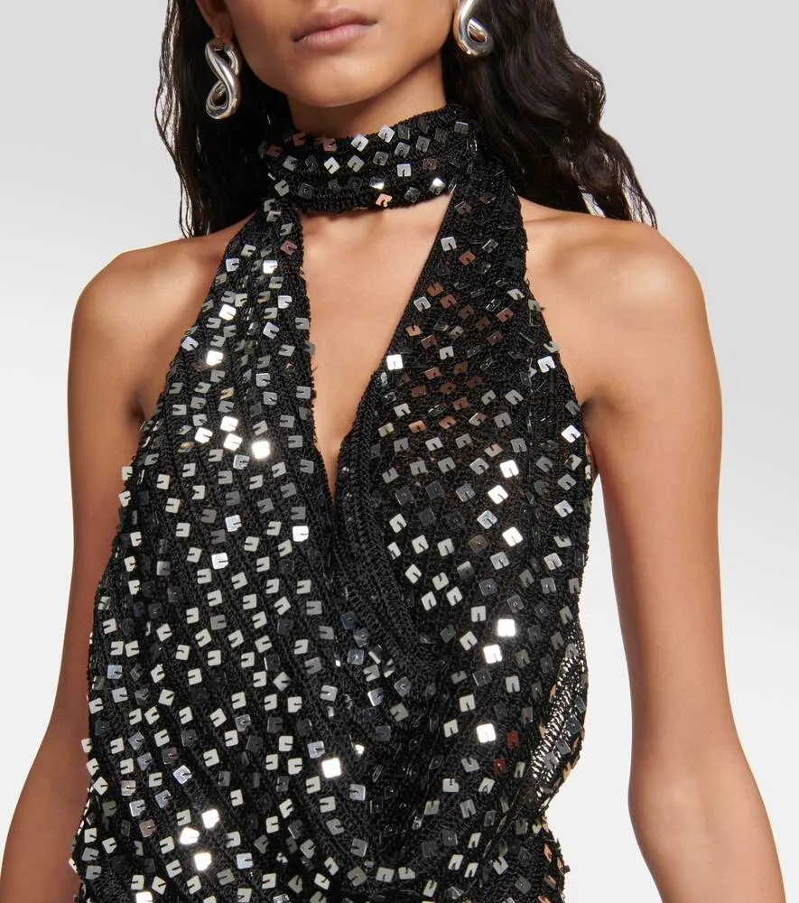 Bellico sequin maxi dress with halter neckline AYA MUSE, black