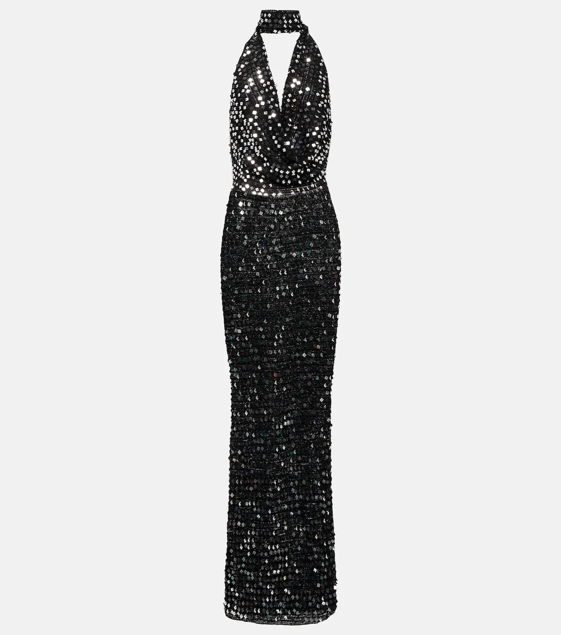 Bellico sequin maxi dress with halter neckline AYA MUSE, black