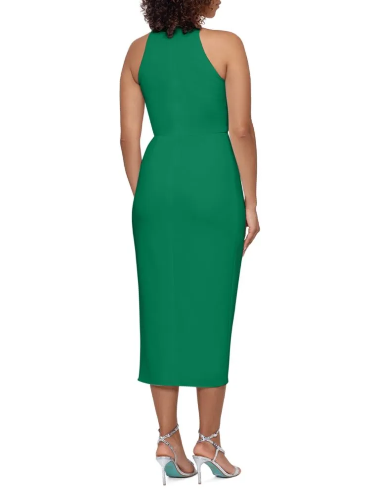 Betsy & Adam Halter Collar Midi Dress, Green