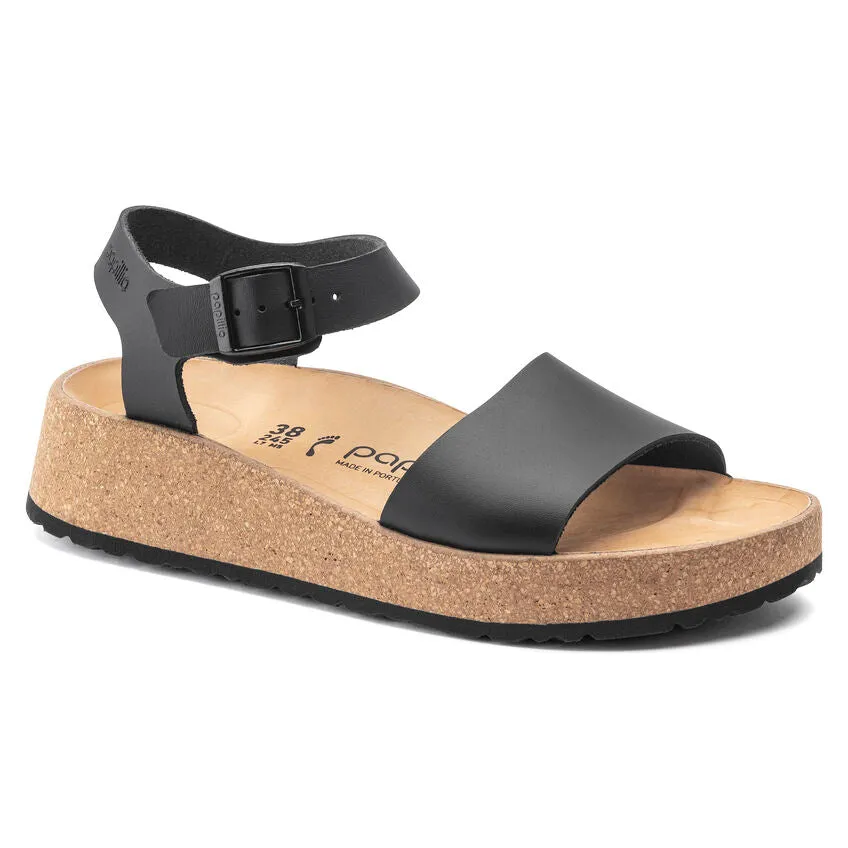 Birkenstock Glenda in Black & Sandcaste Leather Available in Narrow Widths