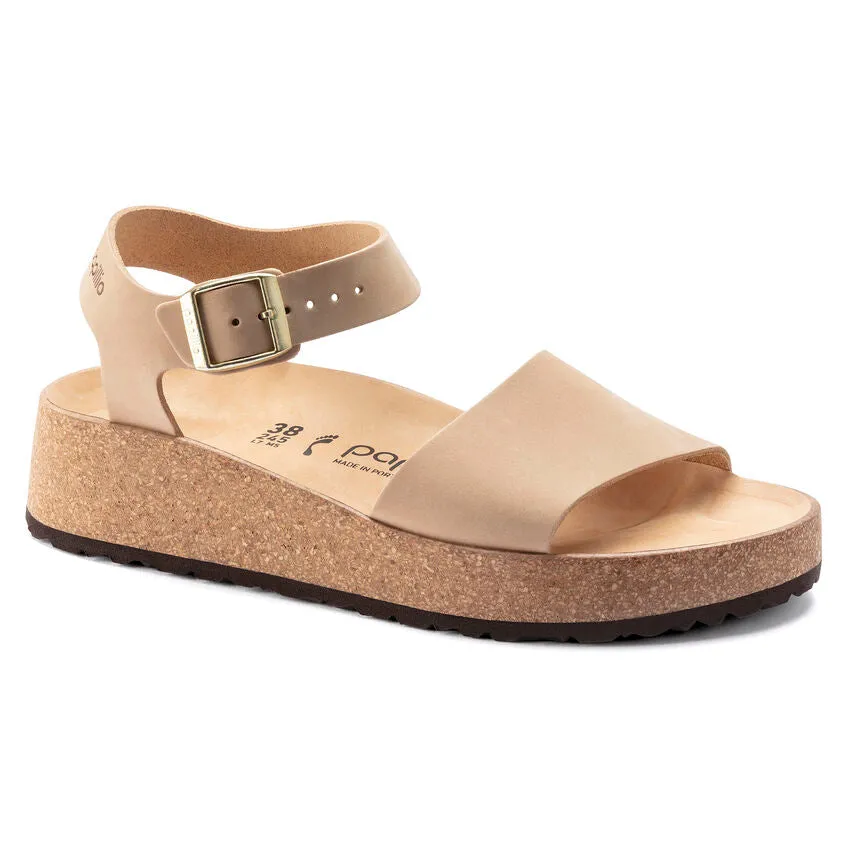 Birkenstock Glenda in Black & Sandcaste Leather Available in Narrow Widths