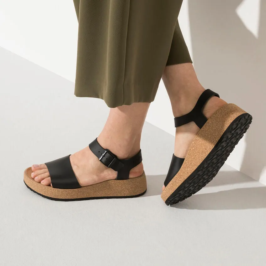 Birkenstock Glenda in Black & Sandcaste Leather Available in Narrow Widths