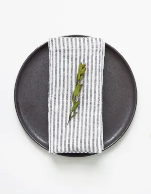 Black Stripe Linen Napkins Set of 2