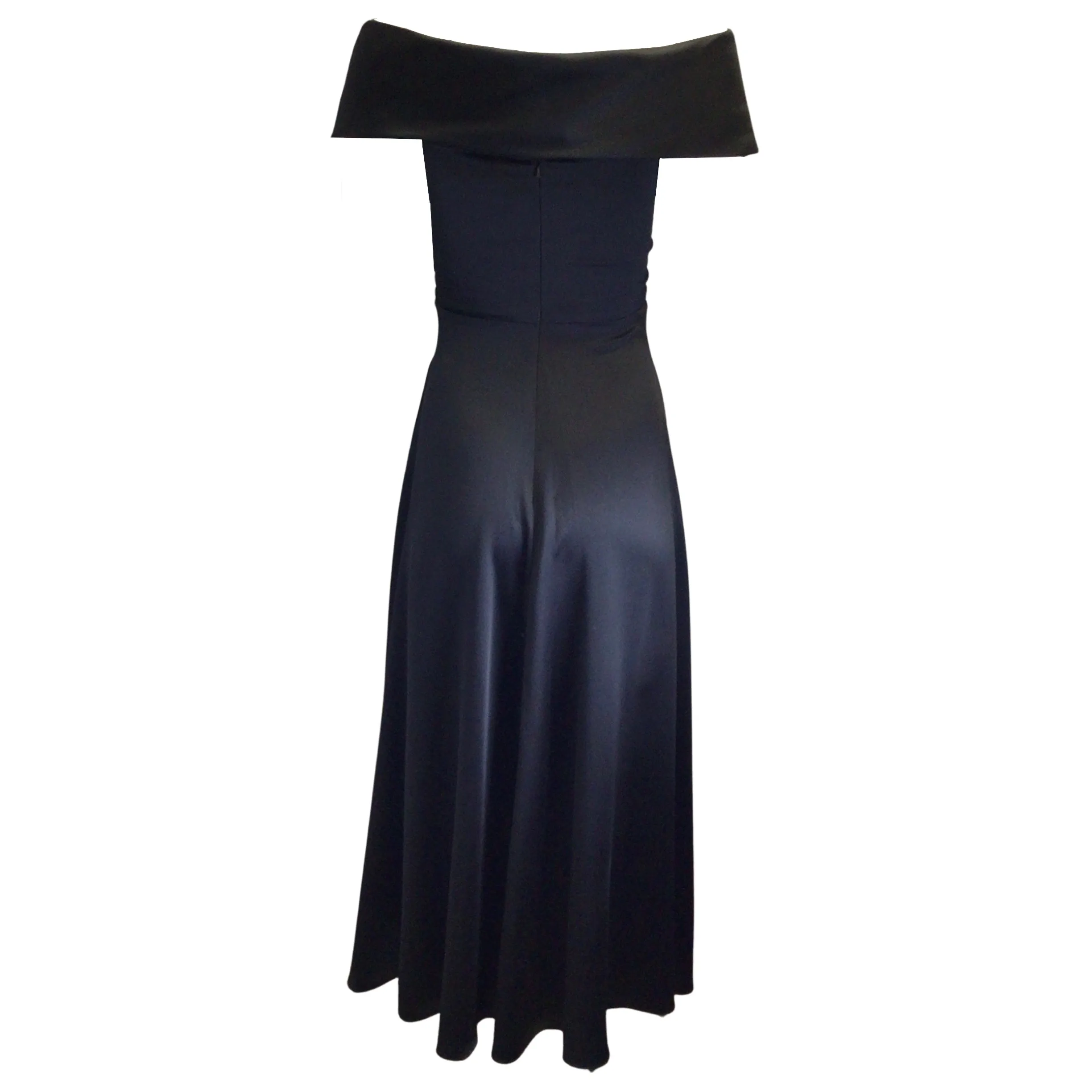 Brandon Maxwell Black Off-the-Shoulder Silk Midi Dress