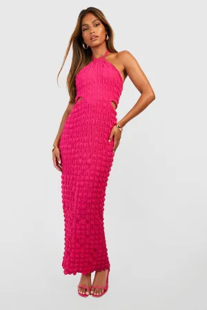 Bubble Boohoo halter maxi dress, pink
