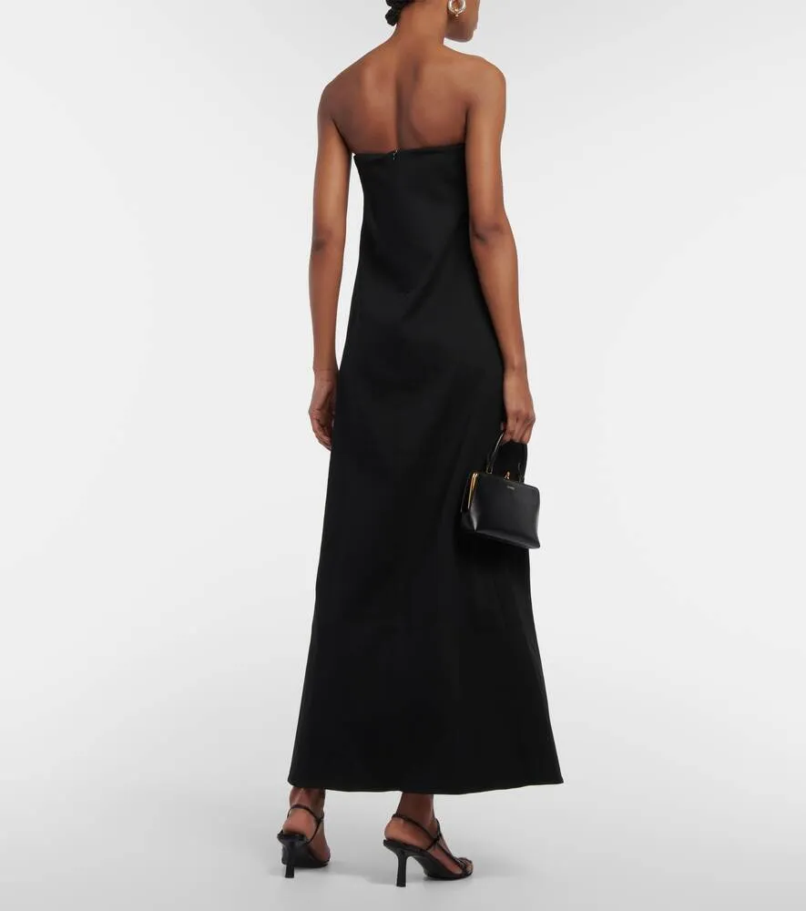 CO Strapless Virgin Wool Maxi Dress, Black