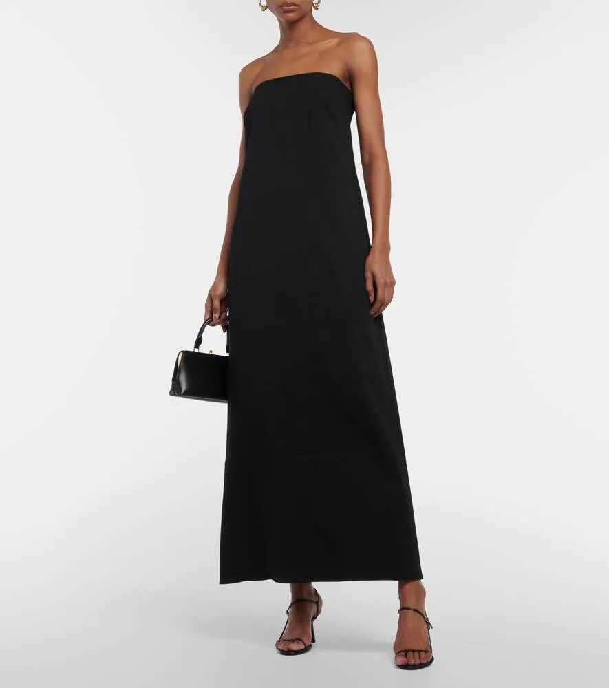 CO Strapless Virgin Wool Maxi Dress, Black
