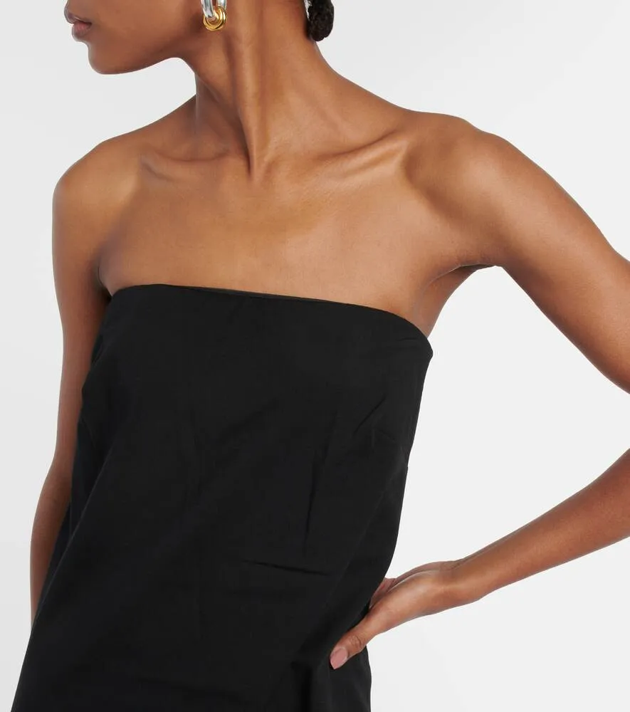 CO Strapless Virgin Wool Maxi Dress, Black