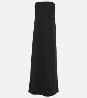 CO Strapless Virgin Wool Maxi Dress, Black