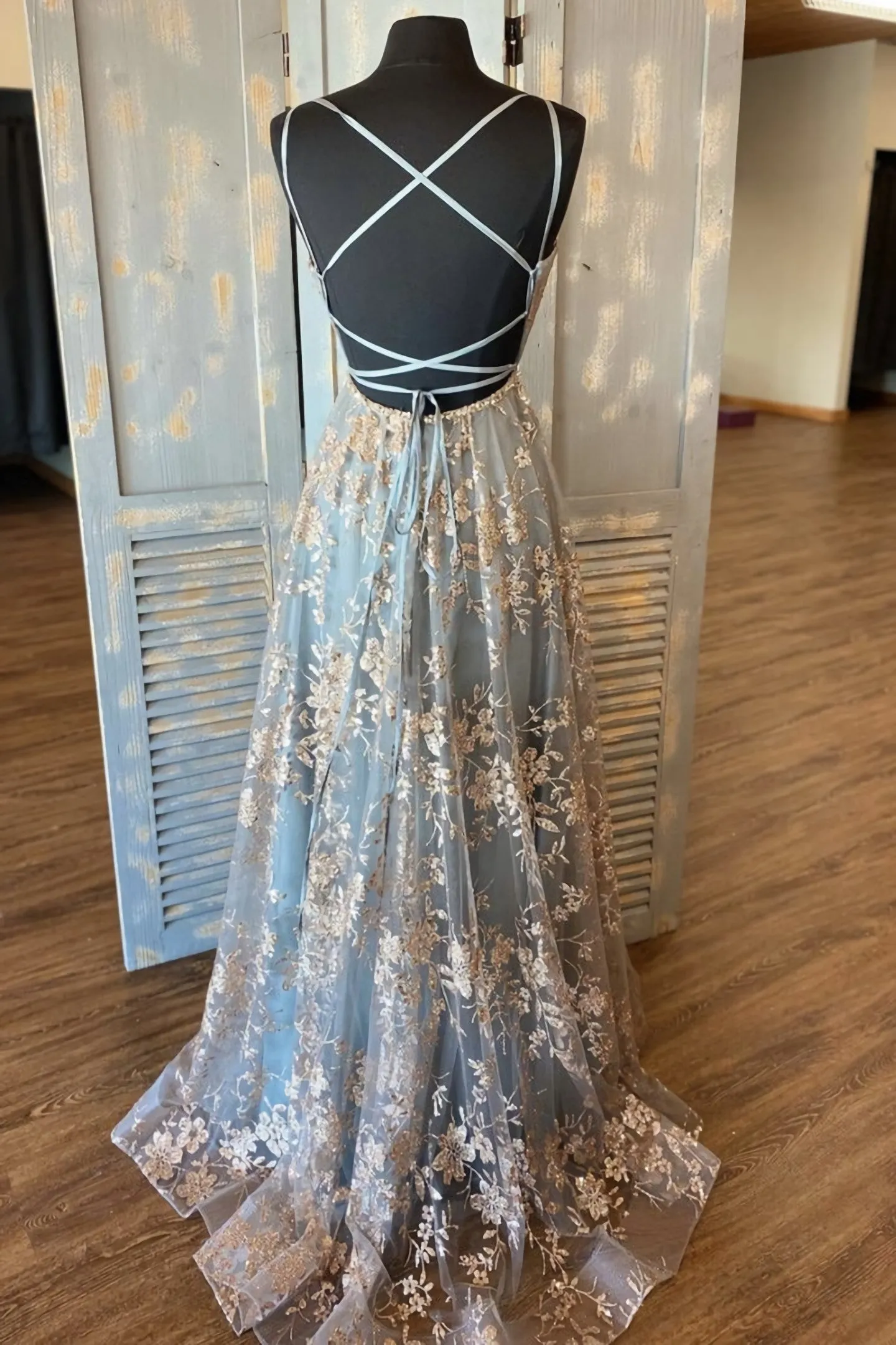 Cute Tulle Sequins Long A Line Prom Dress Evening Dress