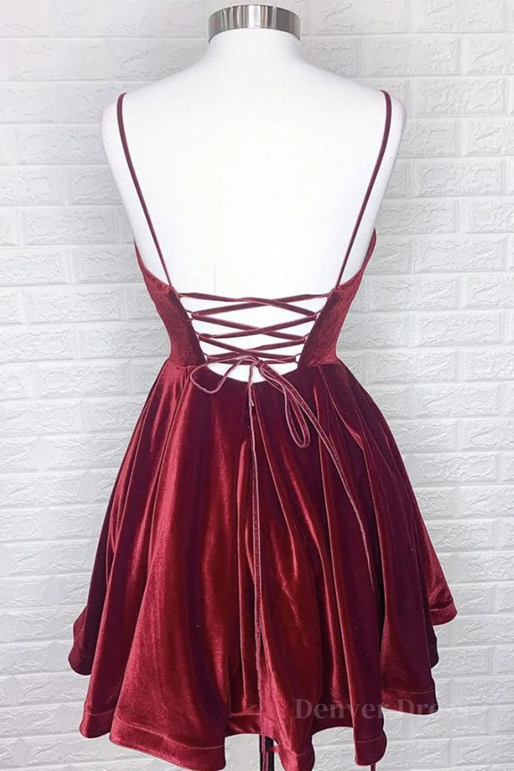 Cute V Neck Backless Burgundy Velvet Short Prom Homecoming Dress Backless Maroon Formal Graduation Evening Dress