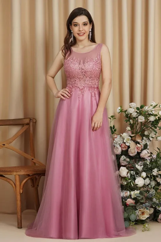Elegant Tulle Lace Aline Evening Dress Sleeveles Beading Special Occasion Dress