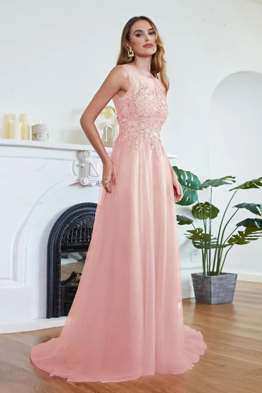 Elegant Tulle Lace Aline Evening Dress Sleeveles Beading Special Occasion Dress