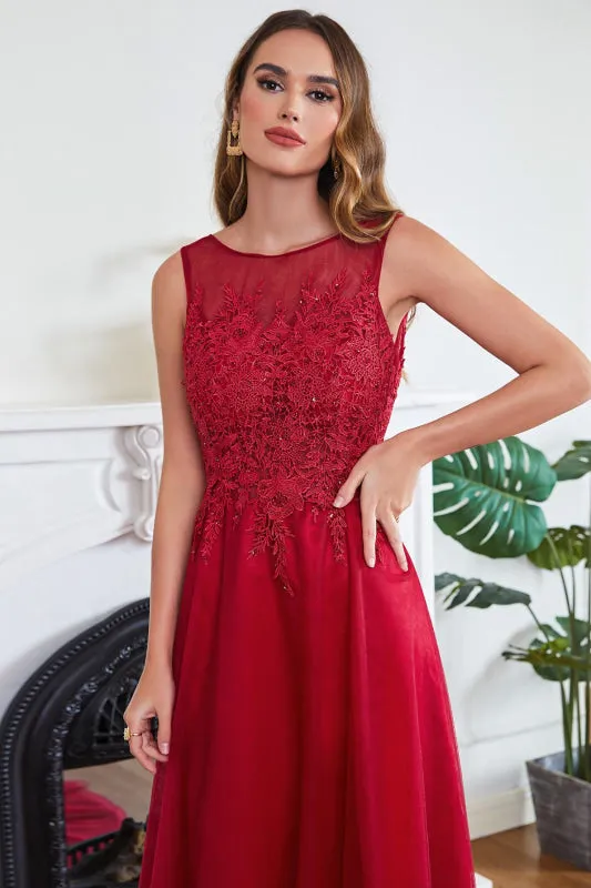Elegant Tulle Lace Aline Evening Dress Sleeveles Beading Special Occasion Dress