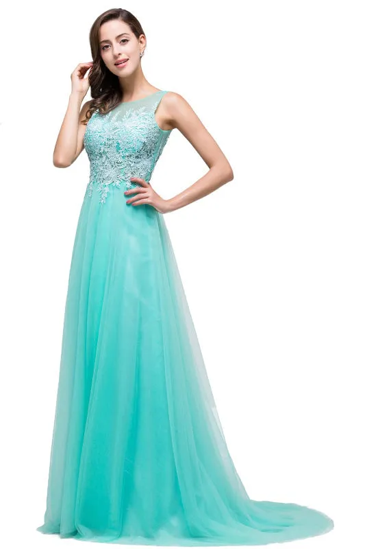 Elegant Tulle Lace Aline Evening Dress Sleeveles Beading Special Occasion Dress