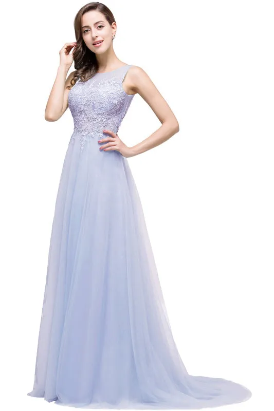 Elegant Tulle Lace Aline Evening Dress Sleeveles Beading Special Occasion Dress