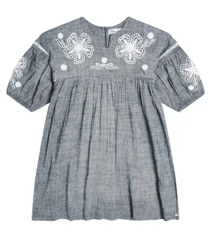 Embroidered linen and cotton dress Tartine et Chocolat, gray
