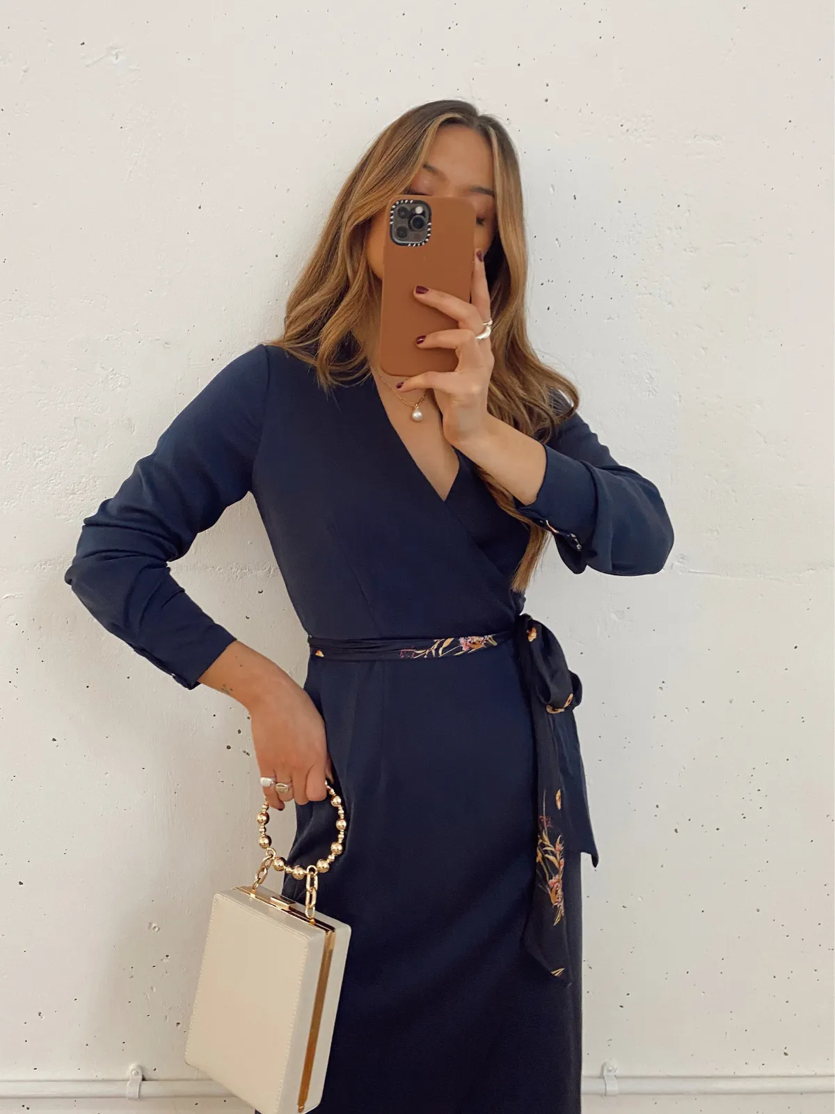 Fergie Reversible 2 in 1 Wrap Midi Dress / Navy Floral