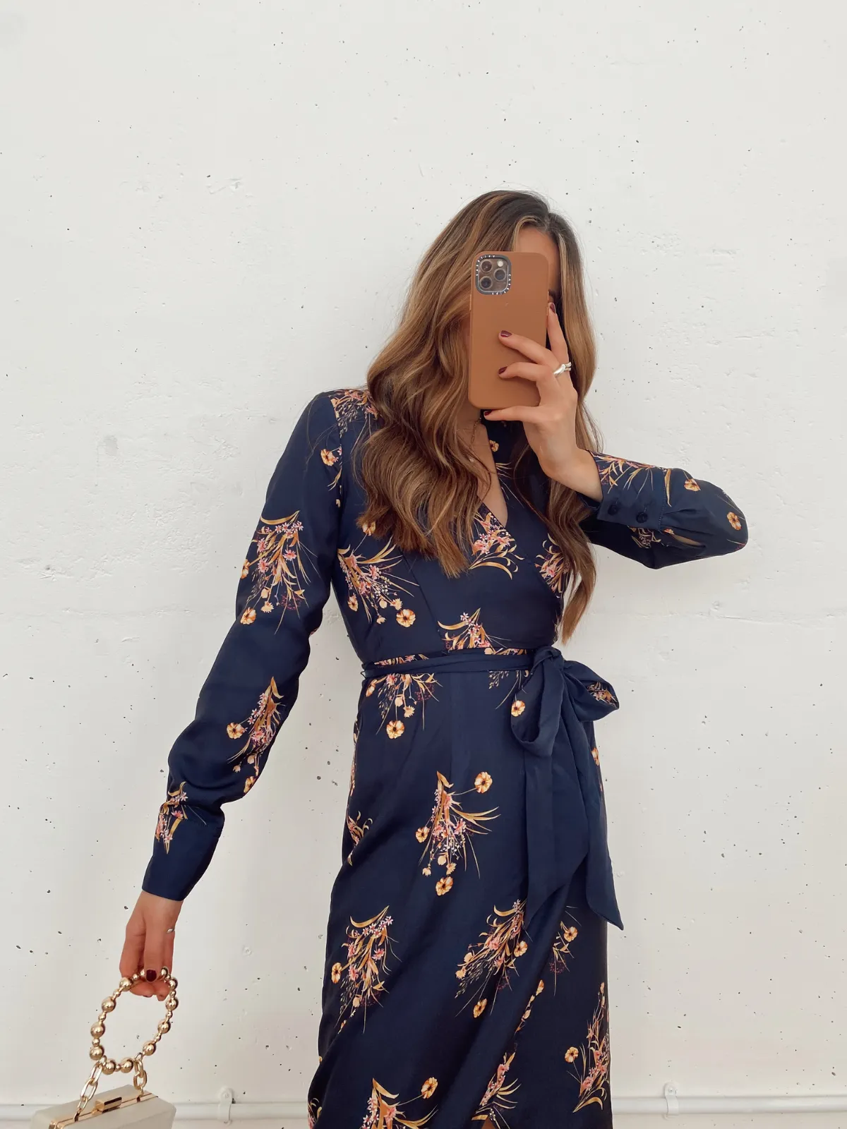 Fergie Reversible 2 in 1 Wrap Midi Dress / Navy Floral