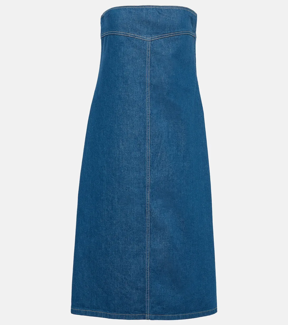 FERRAGAMO strapless denim midi dress, blue