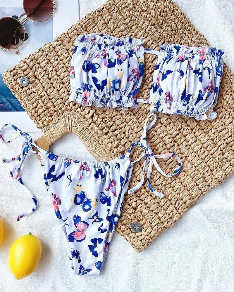 Floral Chest Wrap Bikini Sets