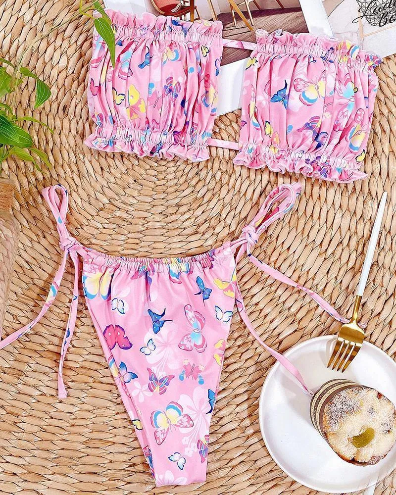 Floral Chest Wrap Bikini Sets