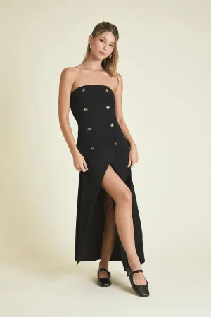 Forever 21 Double Breasted Strapless Maxi Dress, Black