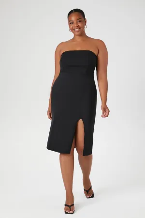 Forever 21 Plus Size Bodycon Midi Dress Strapless Black