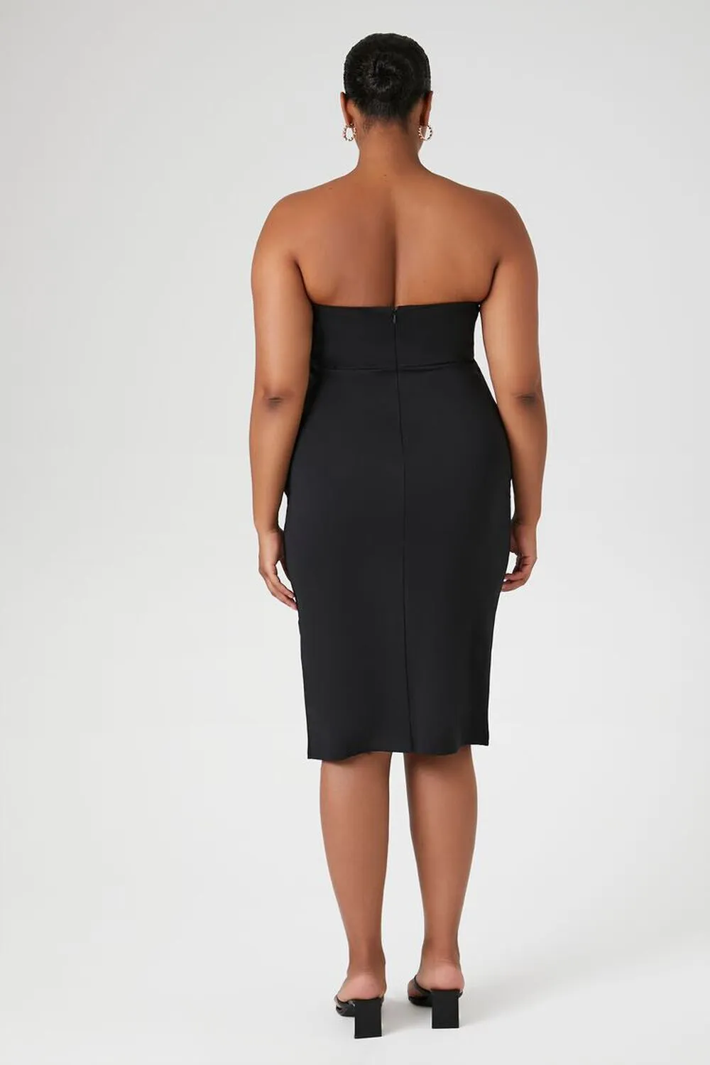 Forever 21 Plus Size Bodycon Midi Dress Strapless Black