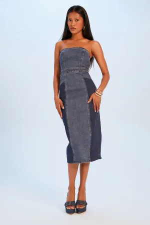 Forever 21 Strapless Denim Midi Dress, Denim