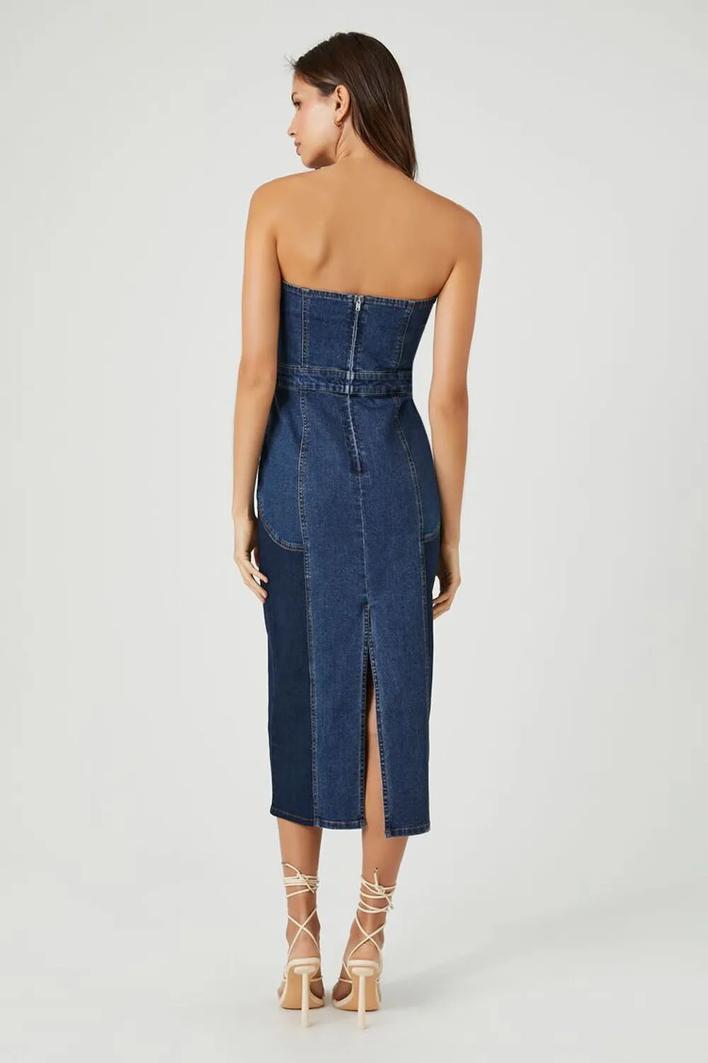 Forever 21 Strapless Denim Midi Dress, Denim