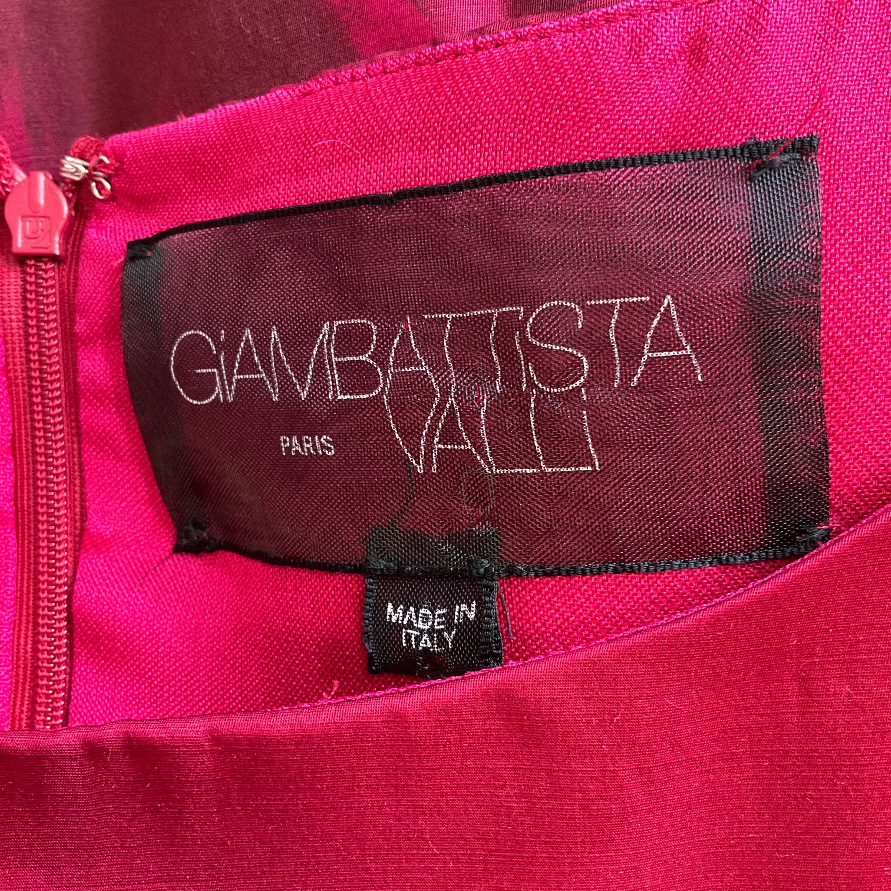 Giambattista Valli Pink / Red Bow Detail Wool and Silk Dress
