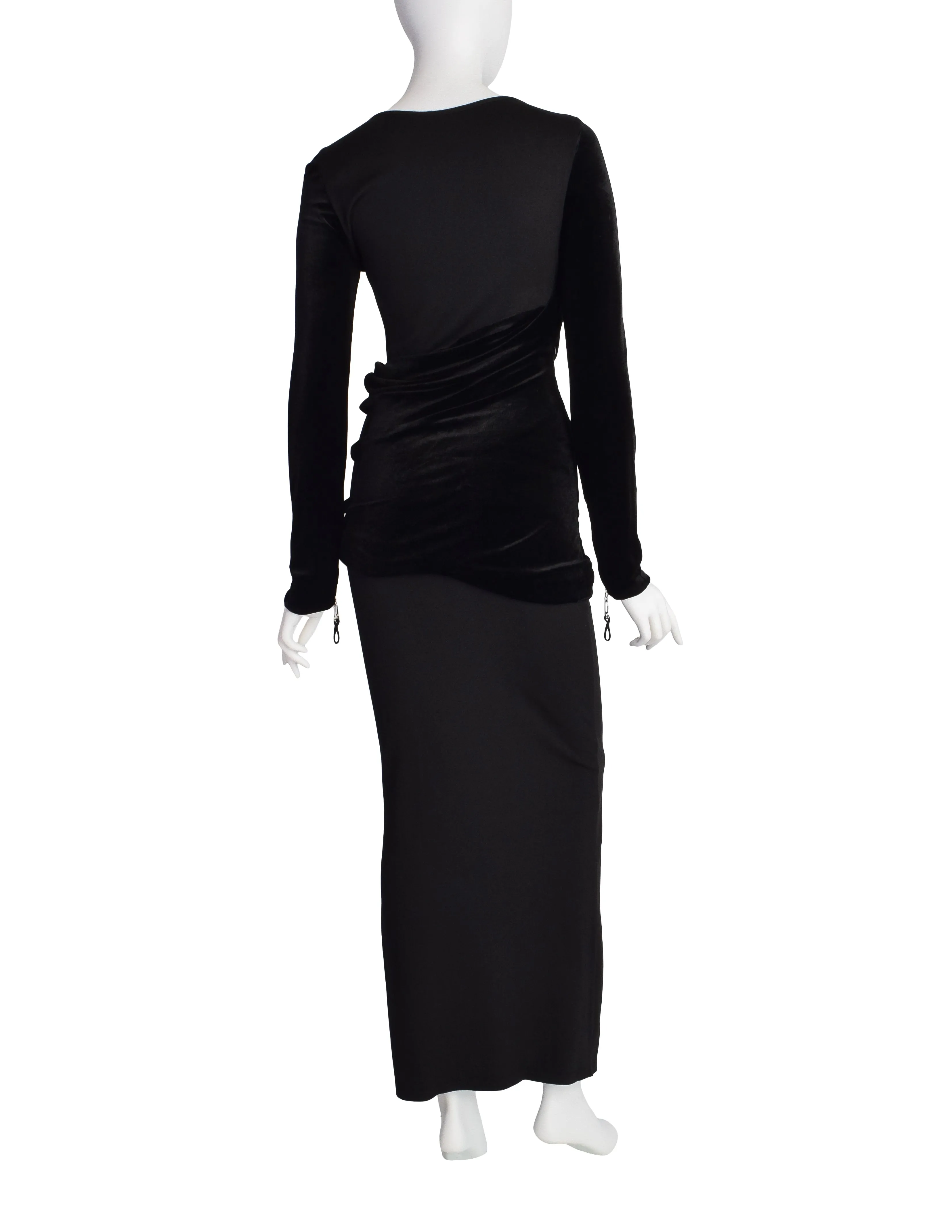 Gianfranco Ferre Vintage Black Knit and Velvet Evening Dress