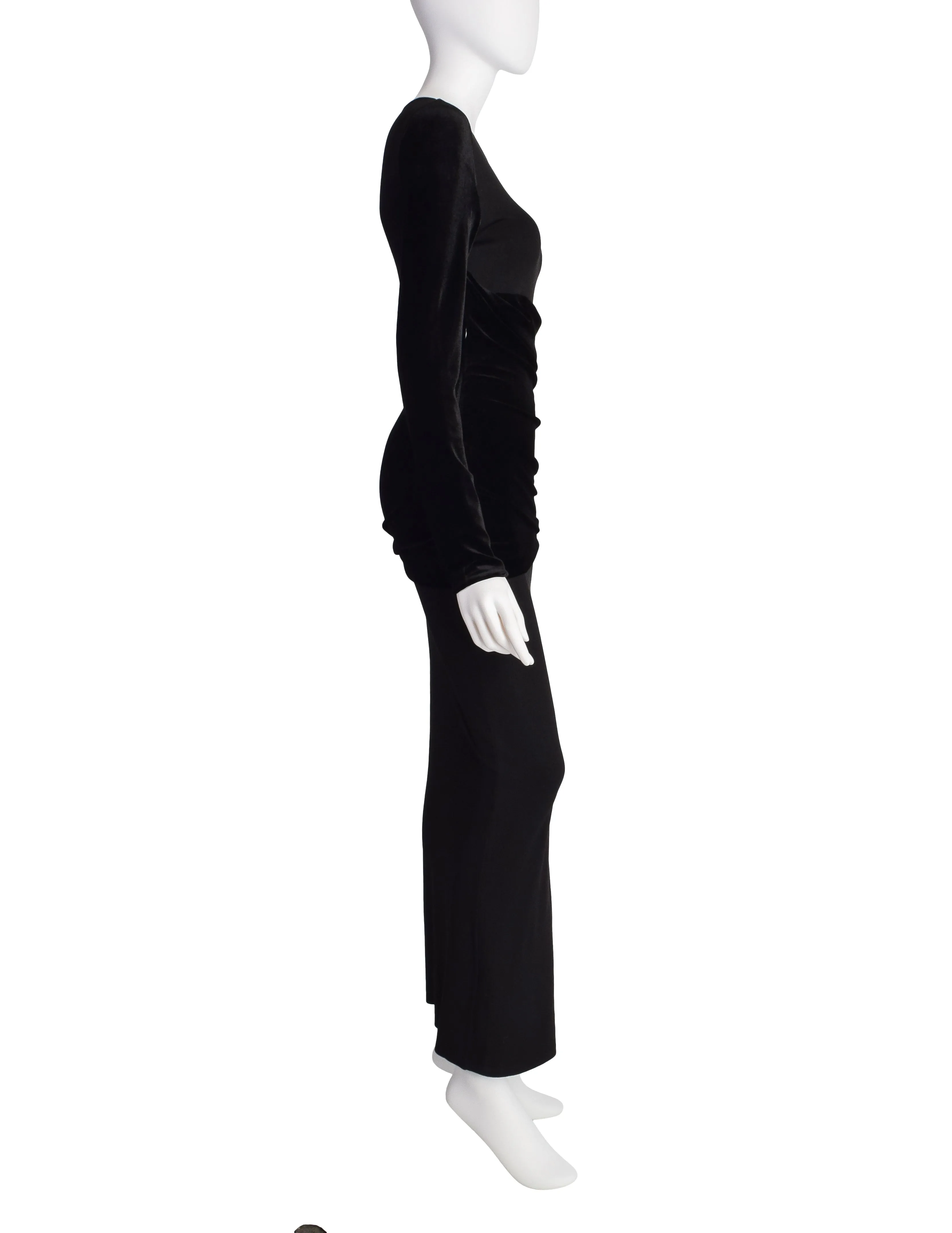 Gianfranco Ferre Vintage Black Knit and Velvet Evening Dress