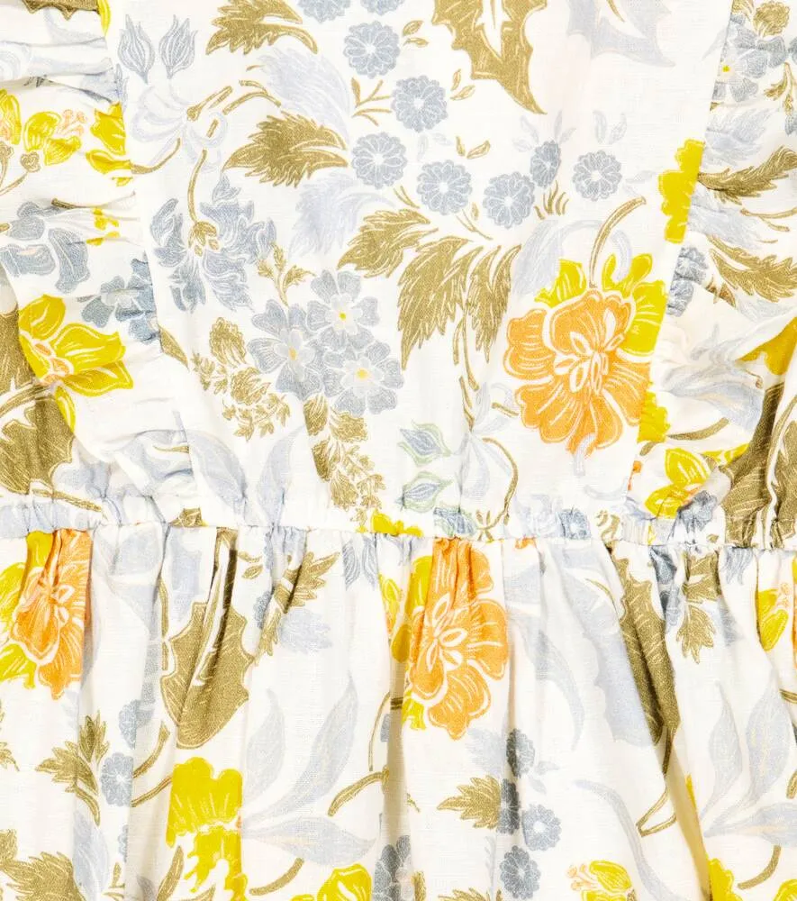 Gianni Linen and Cotton Floral The New Society Dress, Multicolor