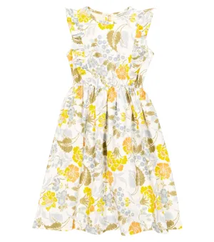 Gianni Linen and Cotton Floral The New Society Dress, Multicolor