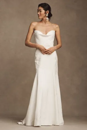Jenny Yoo Naomi wedding dress, strapless, beige