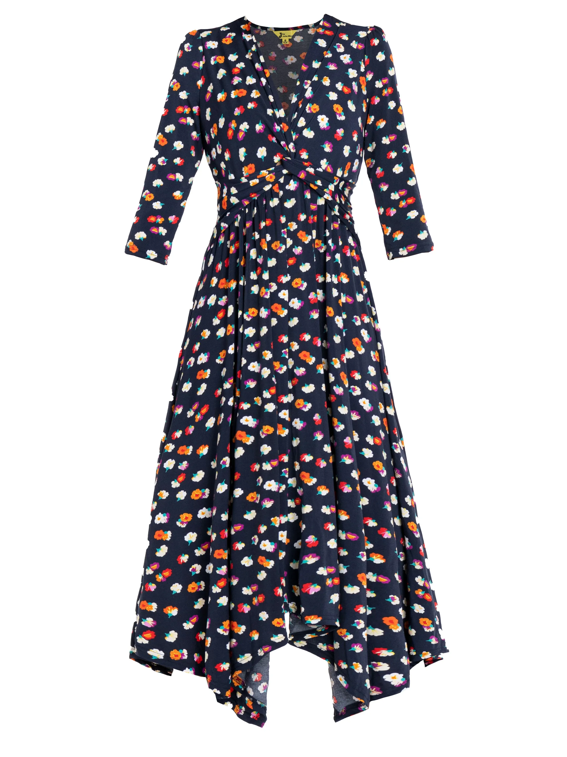 Jolie Moi Knot Front Hanky Hem Dress, Navy Floral