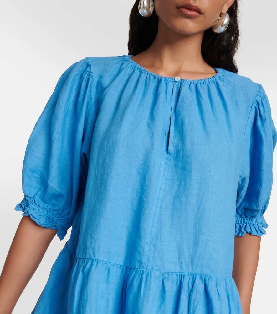 Kailani VELVET linen mini dress, blue
